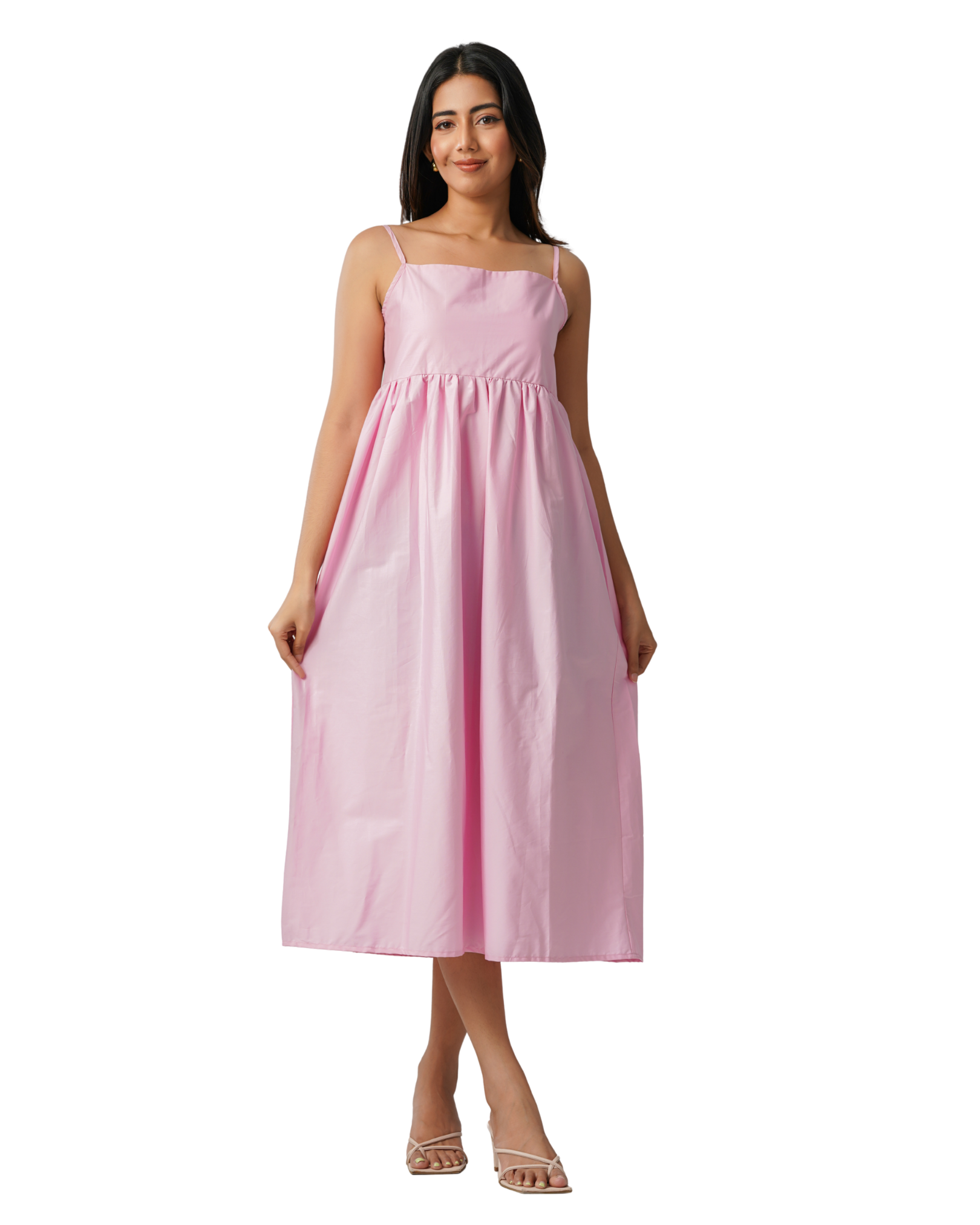 Pastel Pink Cotton Sleeveless Dress