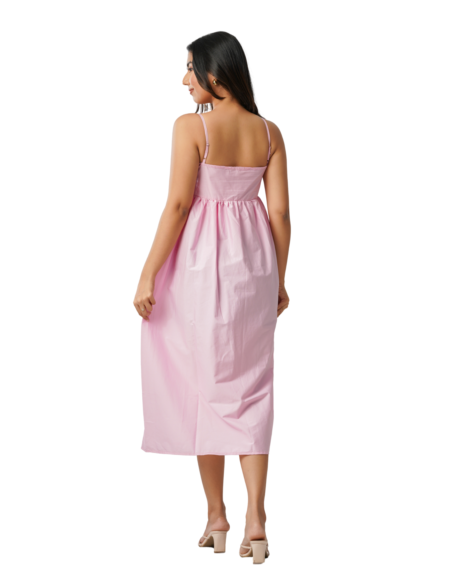 Pastel Pink Cotton Sleeveless Dress