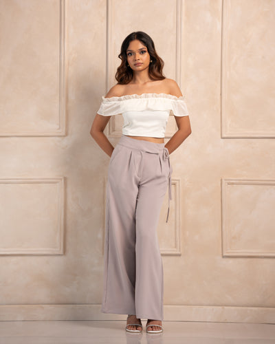 Wide Leg Trouser With Waist Tie Pant