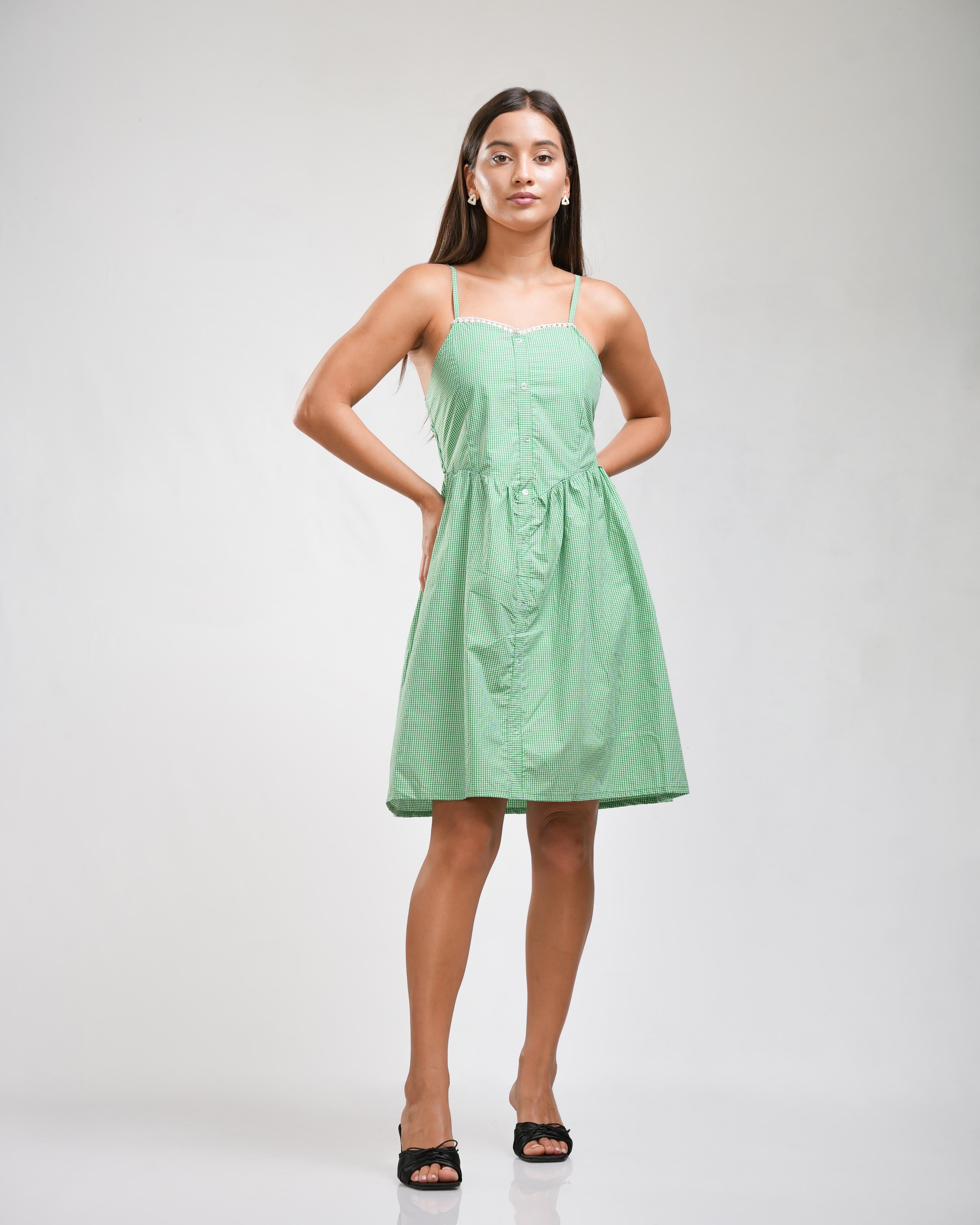 Sage Green A-Line Camisole Summer Dress
