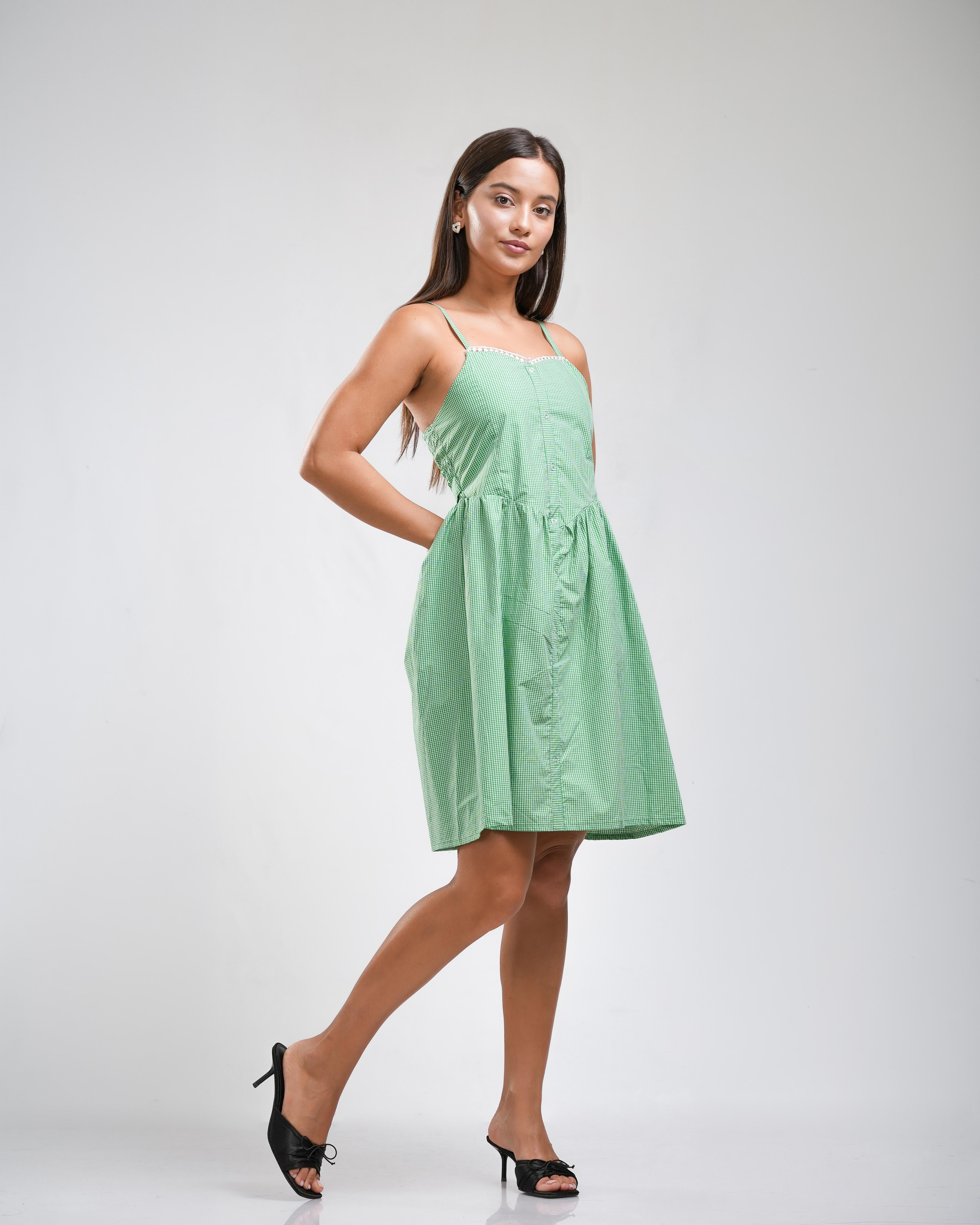 Sage Green A-Line Camisole Summer Dress