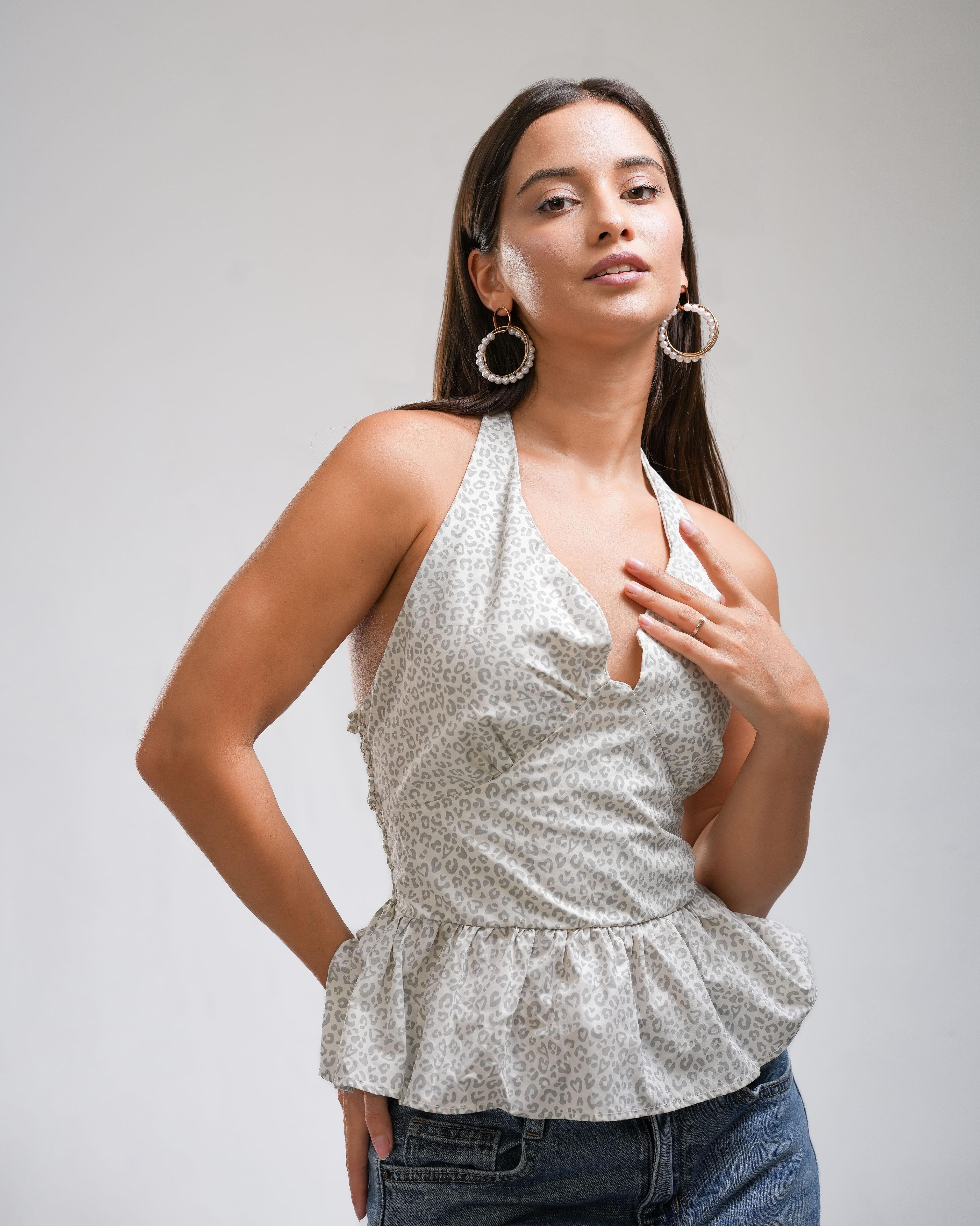 Floral Halter Peplum Top