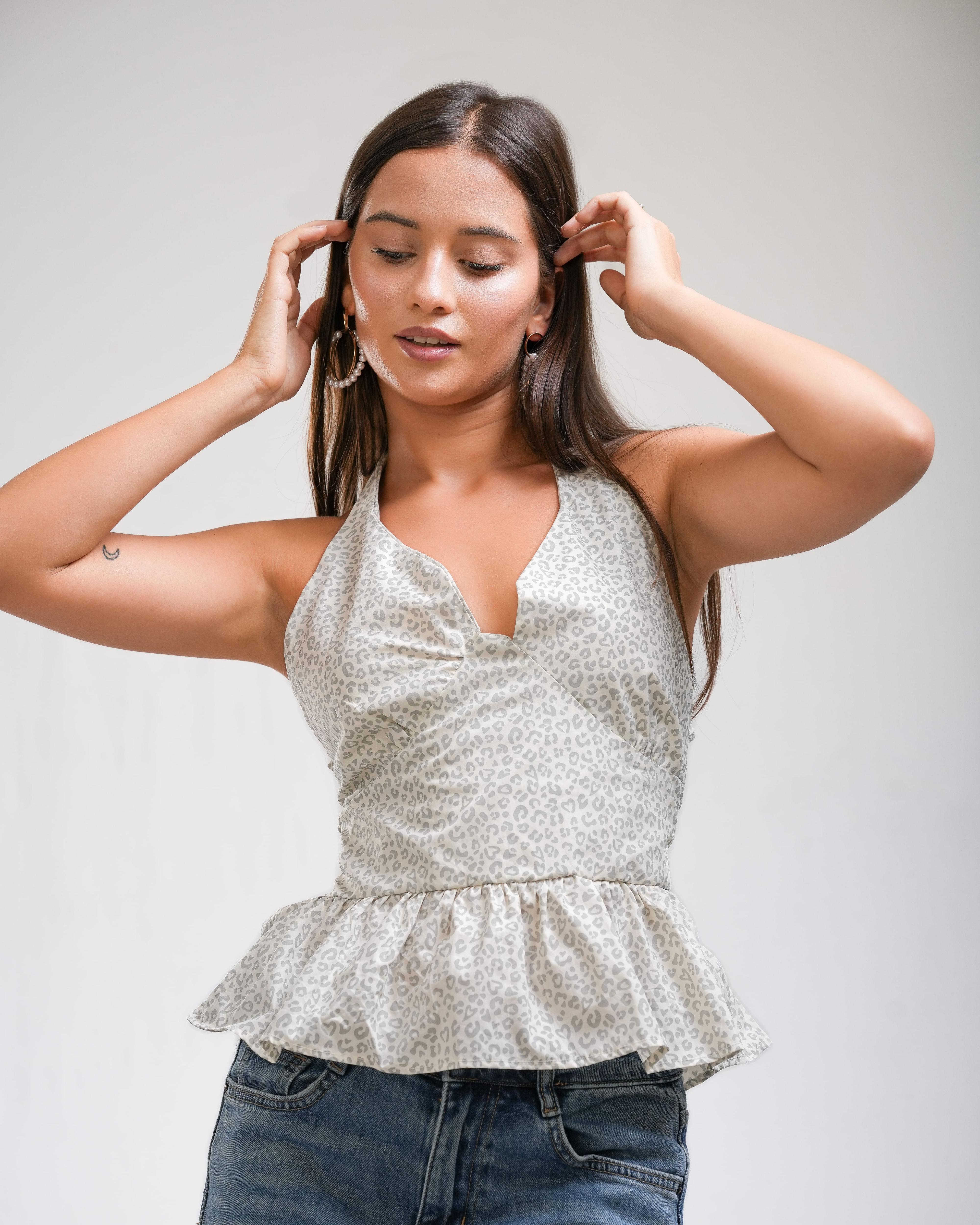 Floral Halter Peplum Top