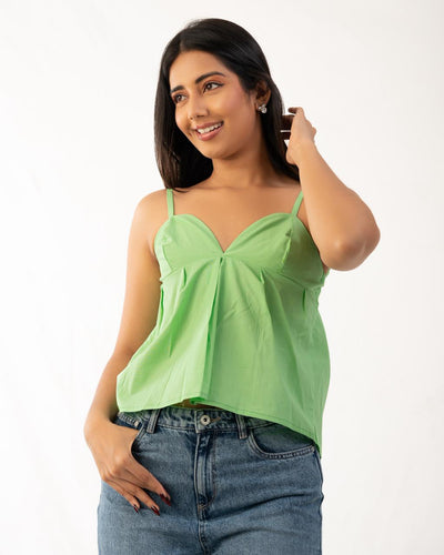 Noirelle top, cami silhouette, worn by a model