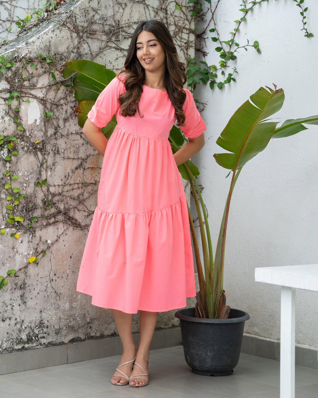 Bloom Tiered Puff Sleeve Cotton Dress